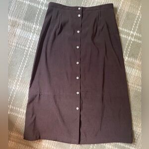 VTG Napa Valley faux suede button front brown midi skirt 14